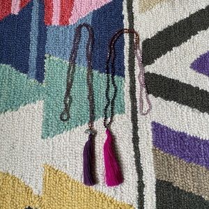 Set of 2 Long Beaded Tassel Necklaces
